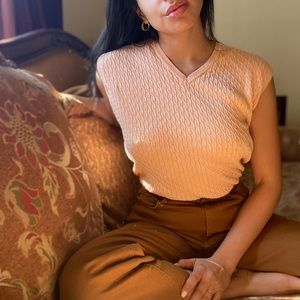100% cotton vintage pink sweater vest
